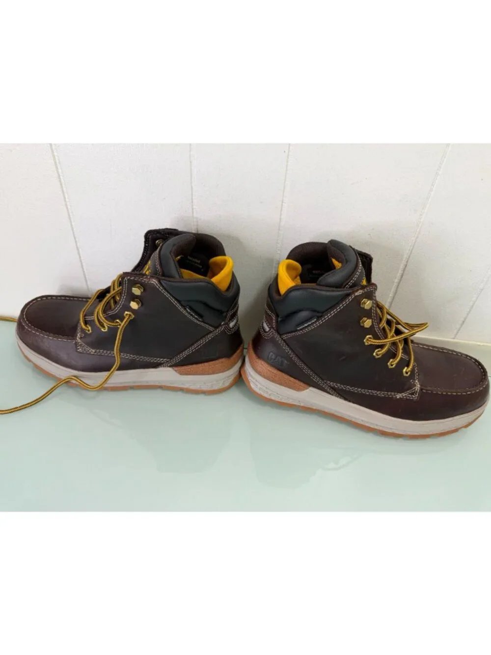 CAT Caterpillar Impact Waterproof Work Boots Men's 9 Carbon Composite Toe Brown